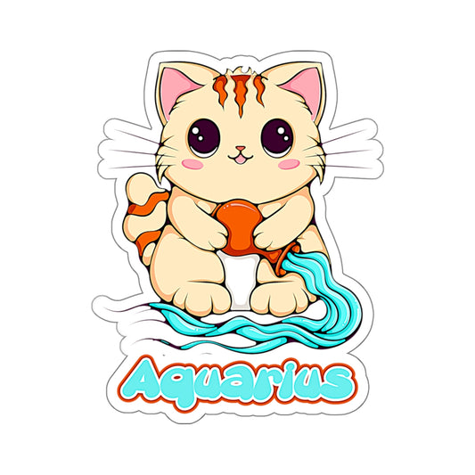 Aquarius Anime Cat, Kiss-Cut Stickers