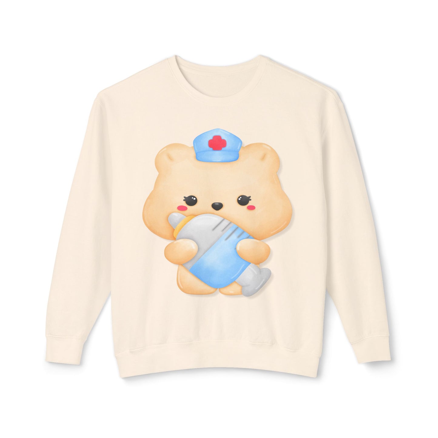 Nurse Bear, Unisex Lightweight Crewneck Sweatshirt