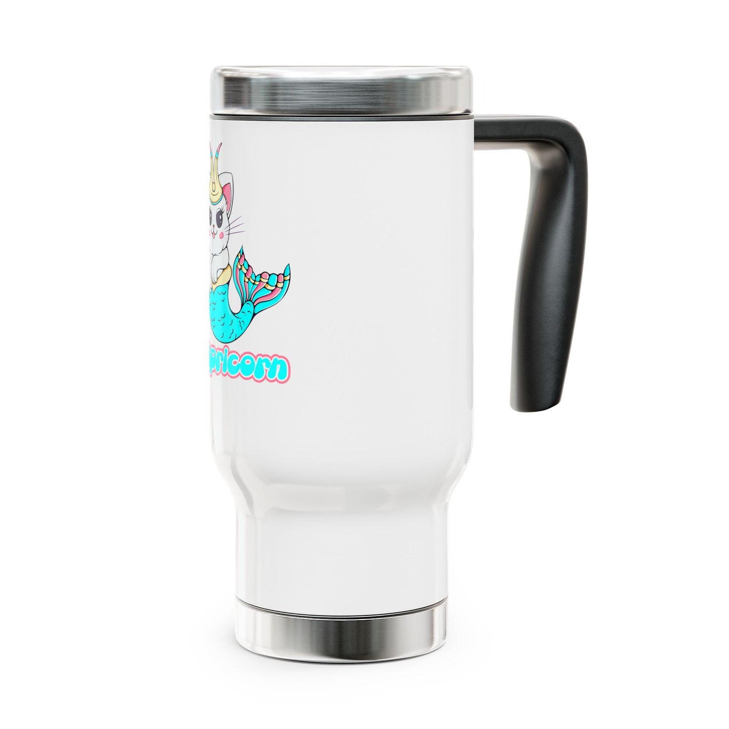 Capricorn Anime Cat, Stainless Steel Travel Mug with Handle, 14oz