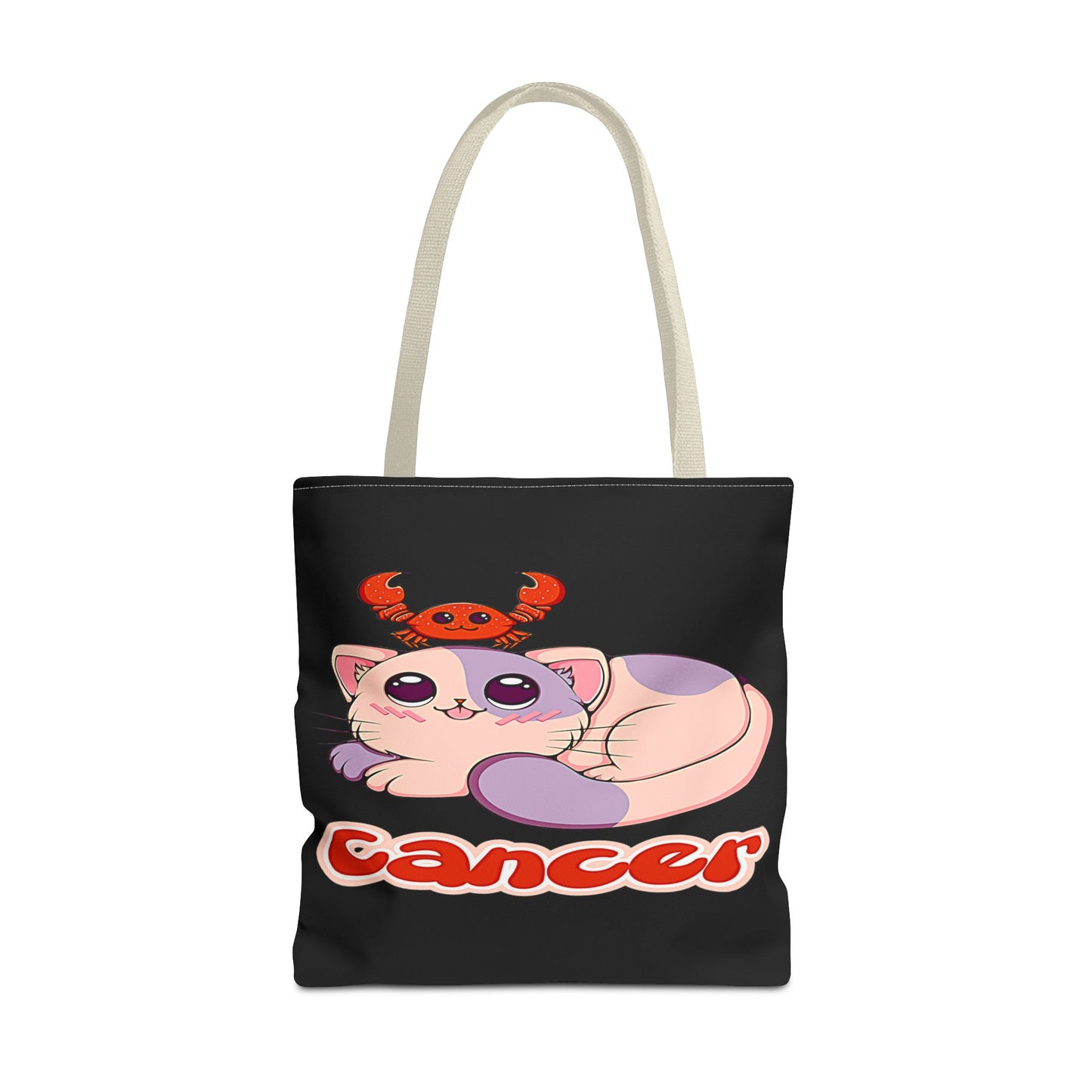 Cancer Anime Cat Black Tote Bag, 3 Sizes