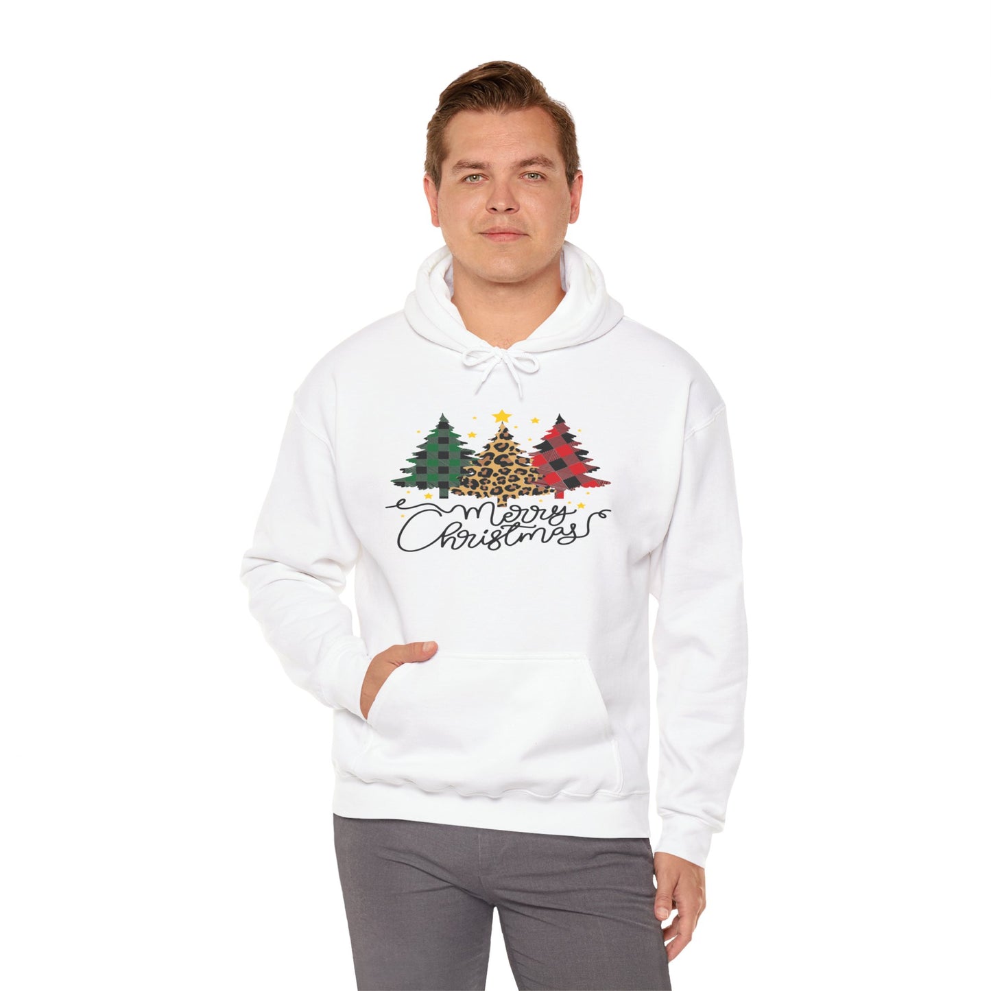 Patchwork Christmas Trees, Unisex Heavy Blend™ Hooded Sweatshirt