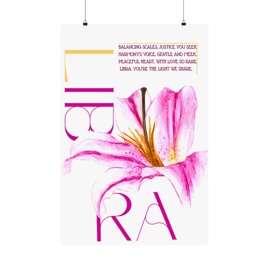 Libra Pink Lily, Matte Vertical Poster (White)