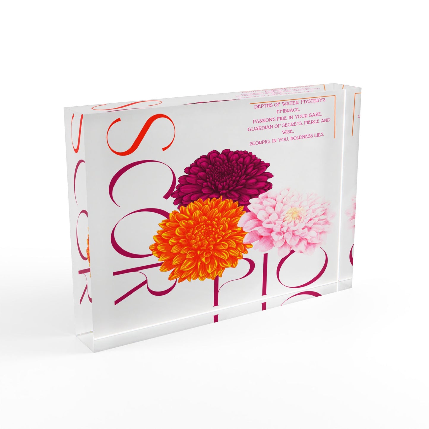 Scorpio Chrysanthemums, Photo Block (White)