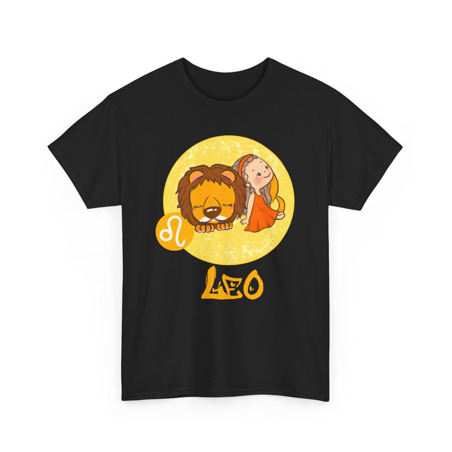 Leo Chibi Girl & Lion, Unisex Heavy Cotton Tee