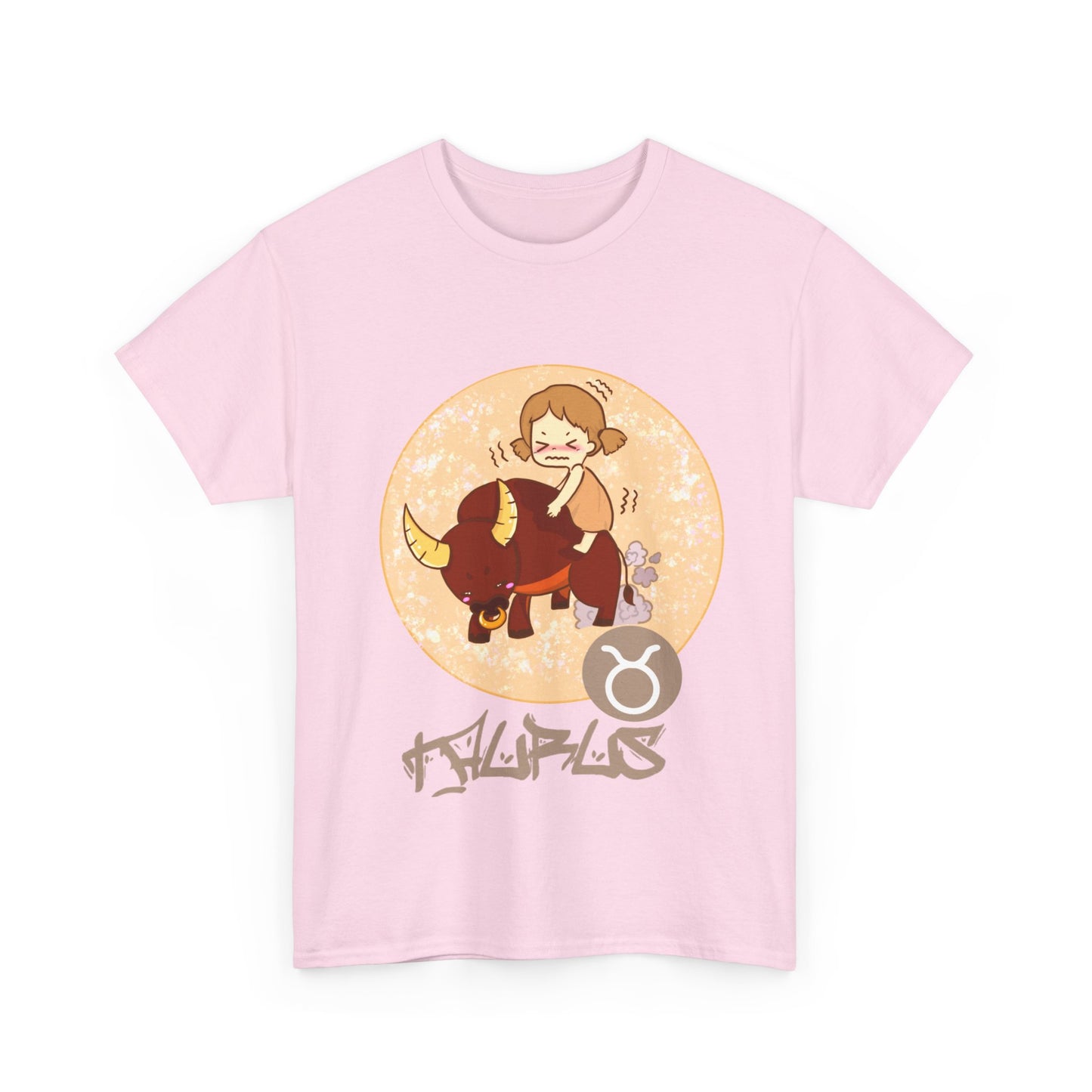 Taurus Chibi Girl & Bull, Unisex Heavy Cotton Tee