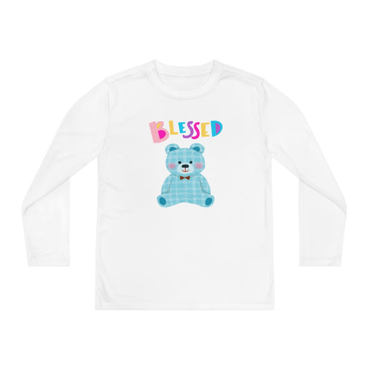 Blessed Blue Teddy Bear, Youth Long Sleeve Competitor Tee