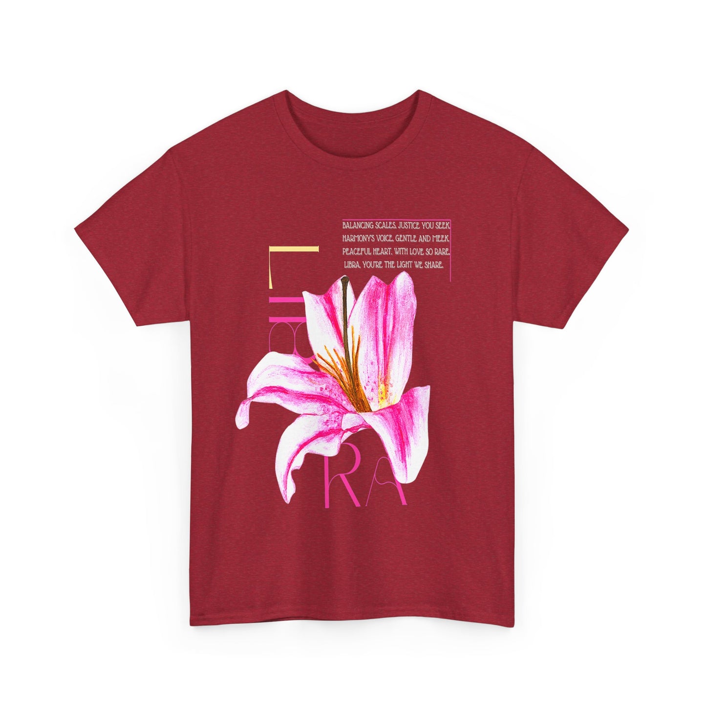 Libra Pink Lily, Unisex Heavy Cotton Tee