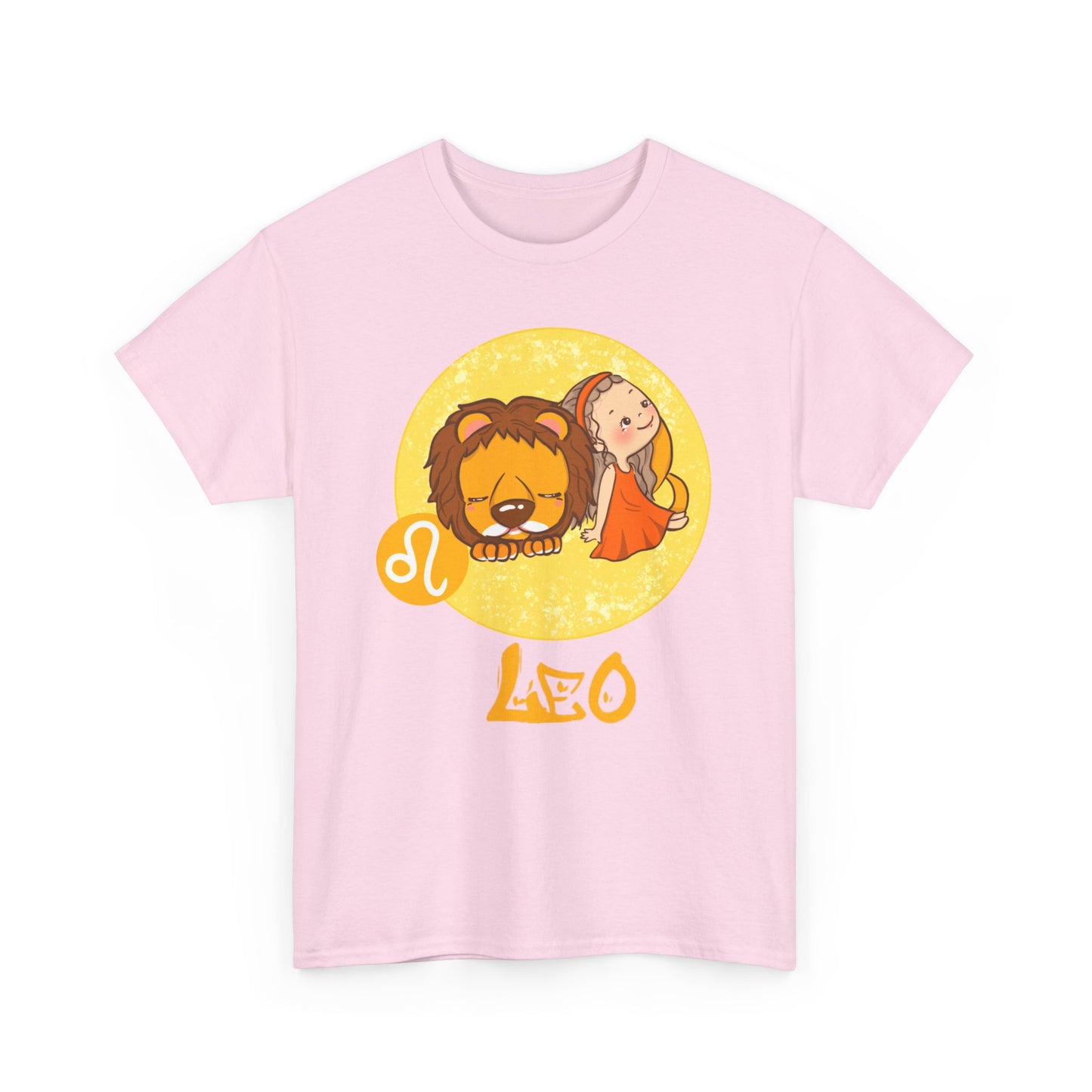 Leo Chibi Girl & Lion, Unisex Heavy Cotton Tee