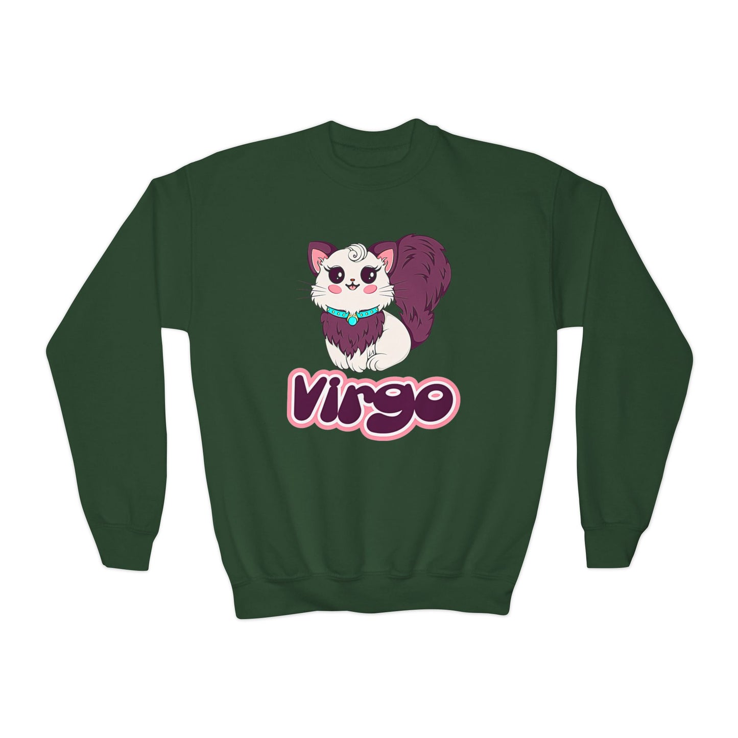 Virgo Anime Cat, Youth Crewneck Sweatshirt