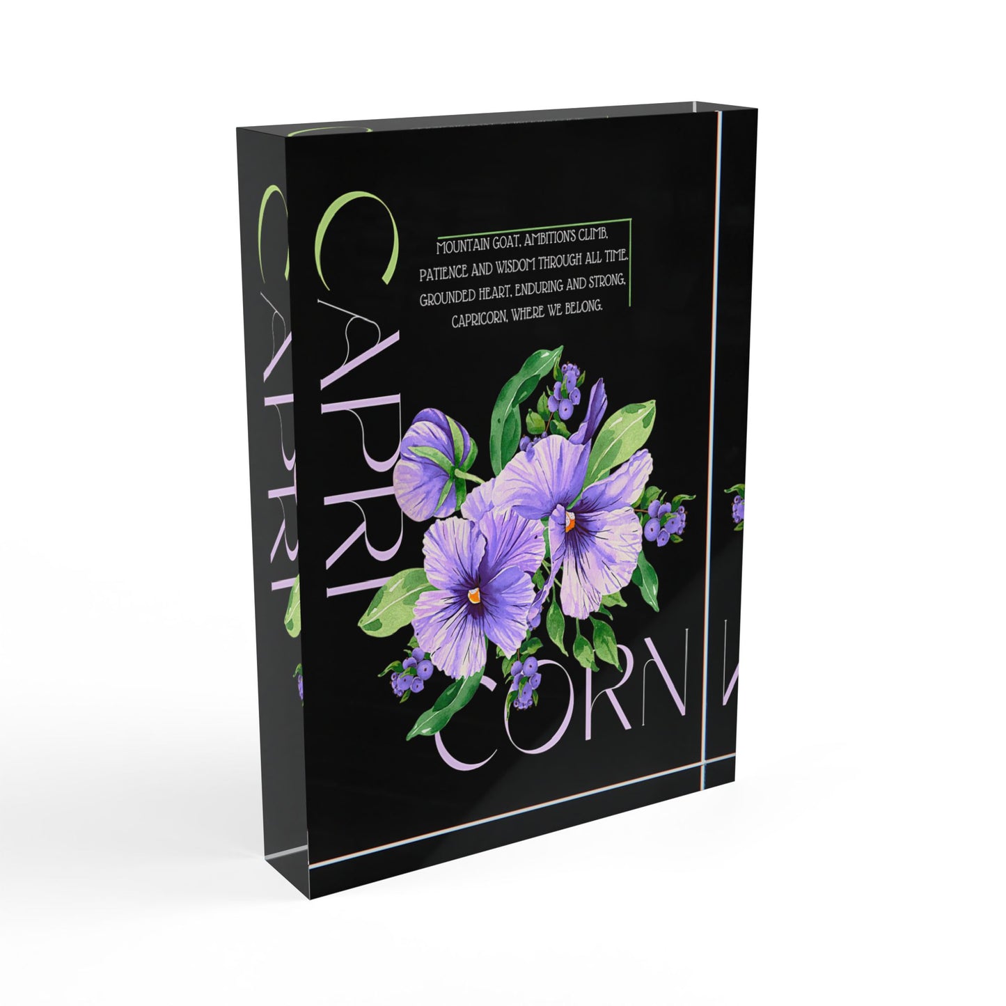 Capricorn Pansies, Photo Block (Black)