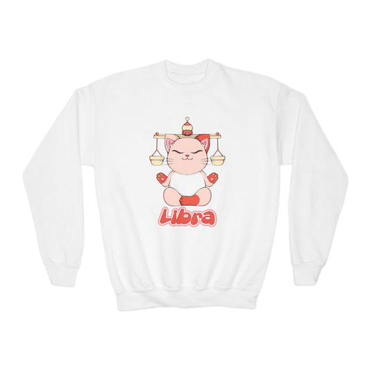 Libra Anime Cat,Youth Crewneck Sweatshirt