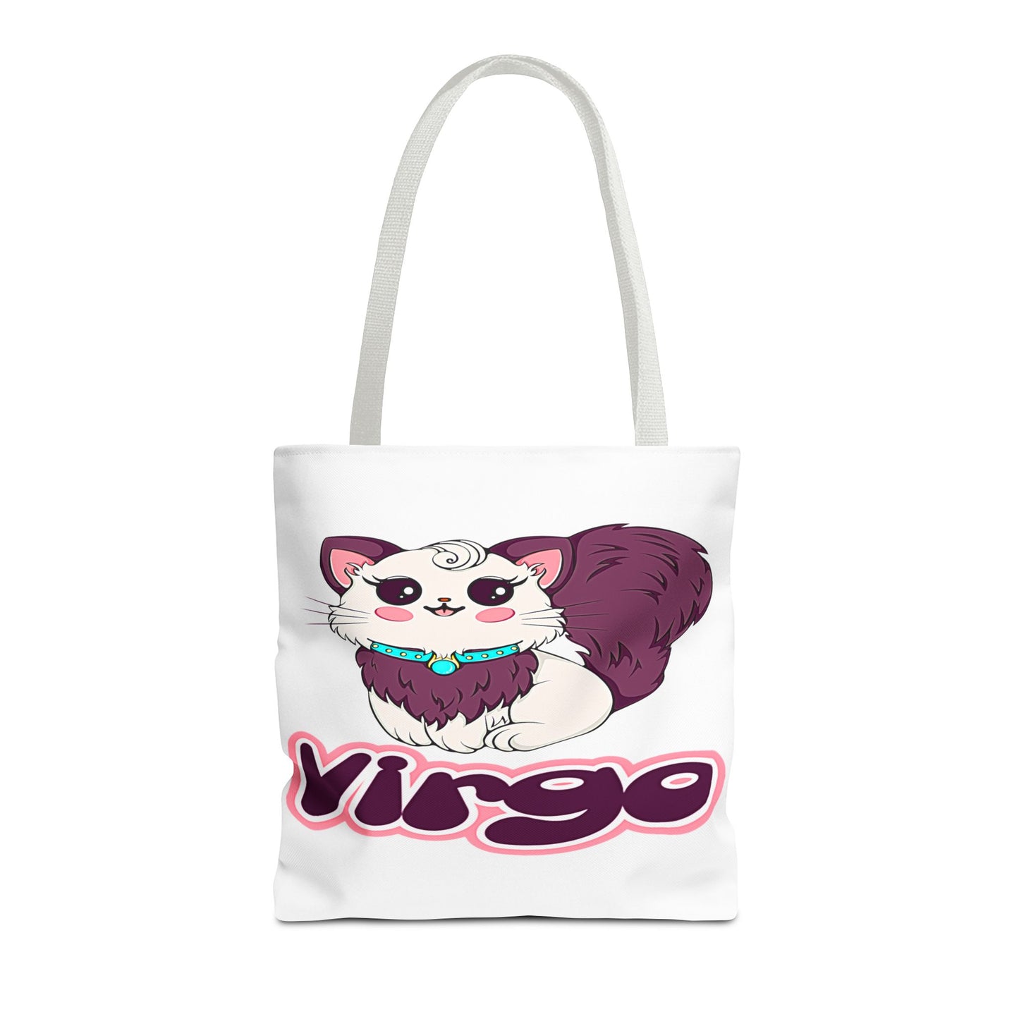 Virgo Anime Cat White Tote Bag, 3 Sizes