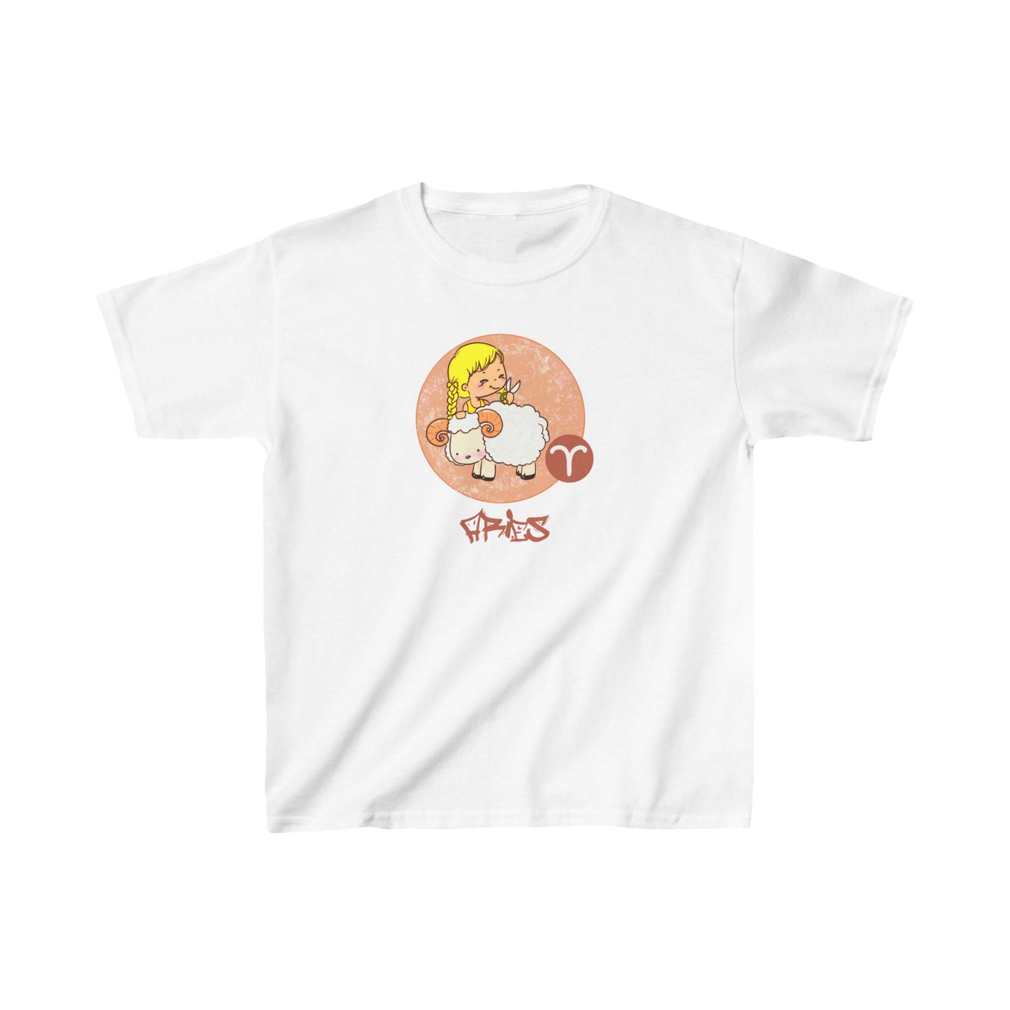 Aries Chibi Girl & Ram, Kids Heavy Cotton™ Tee