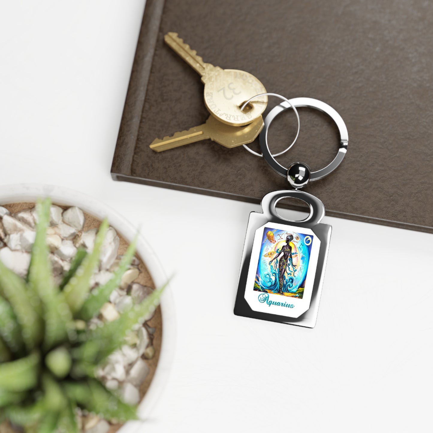 Aquarius, Rectangle Photo Keyring