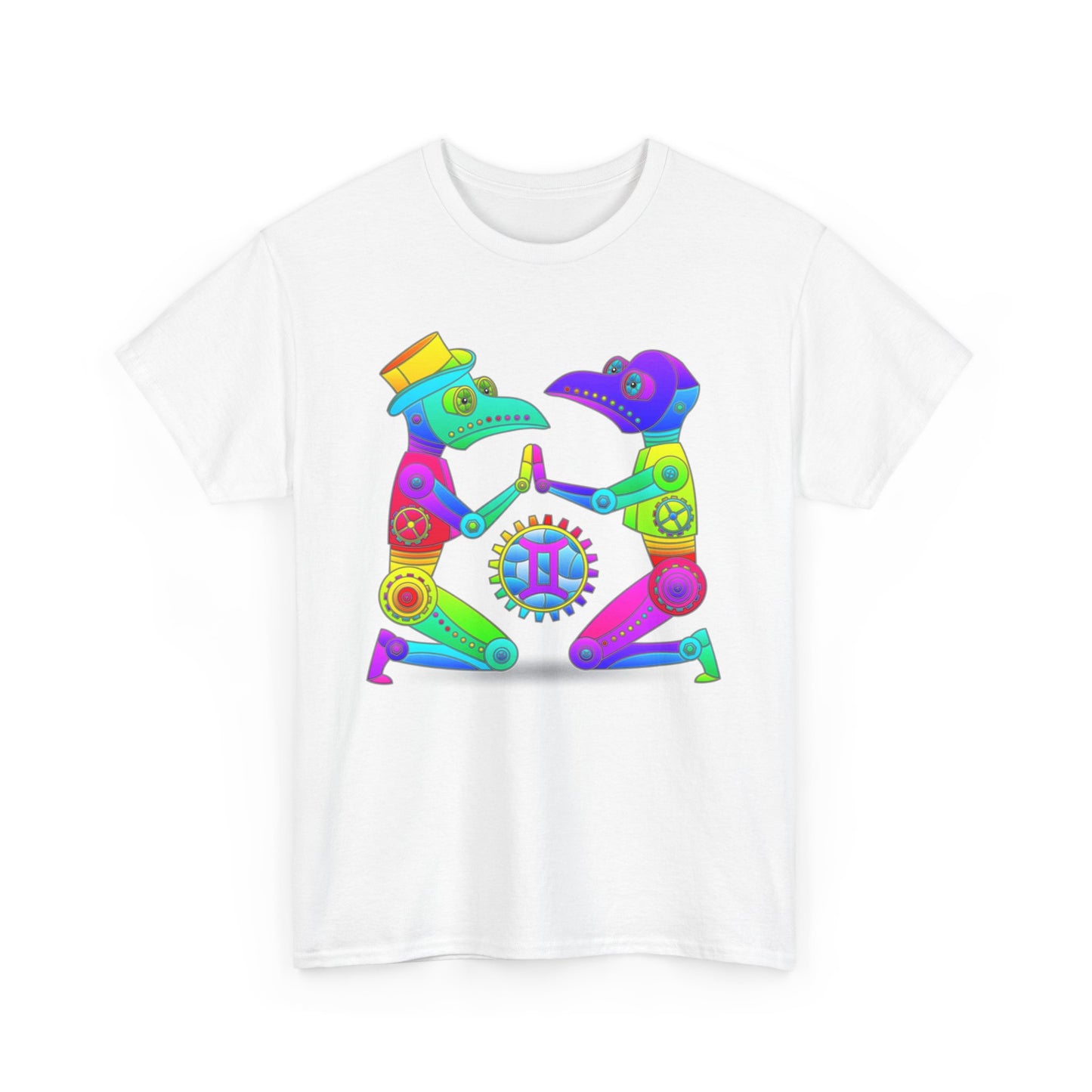 Gemini Rainbow Steampunk, Unisex Heavy Cotton Tee