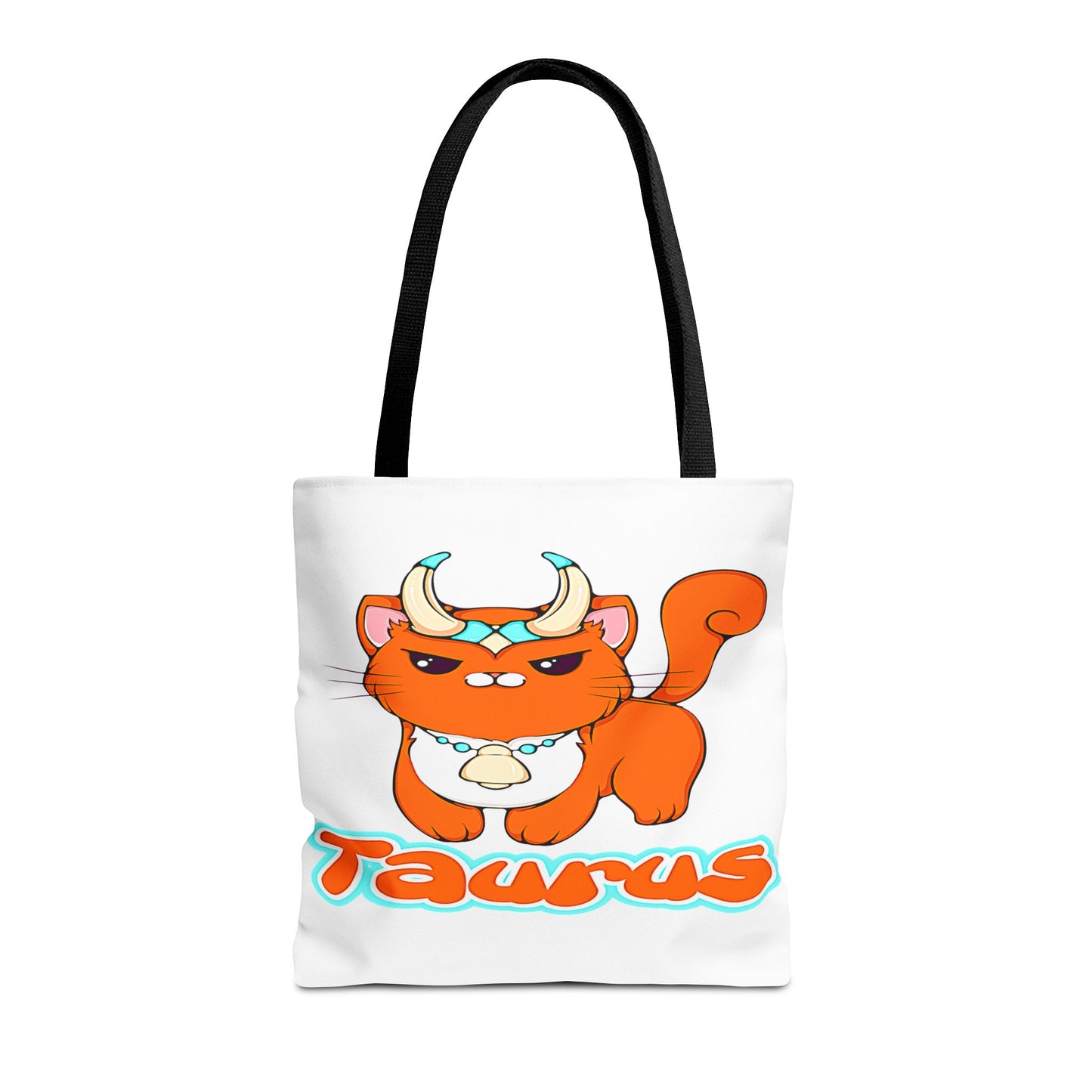 Taurus Anime Cat White Tote Bag, 3 Sizes