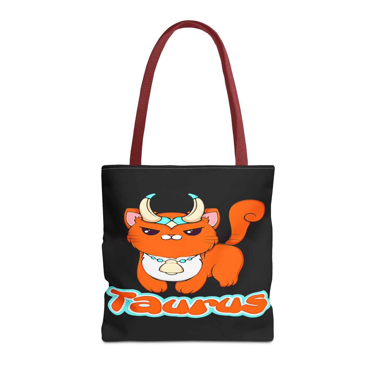 Taurus Anime Cat Black Tote Bag, 3 Sizes