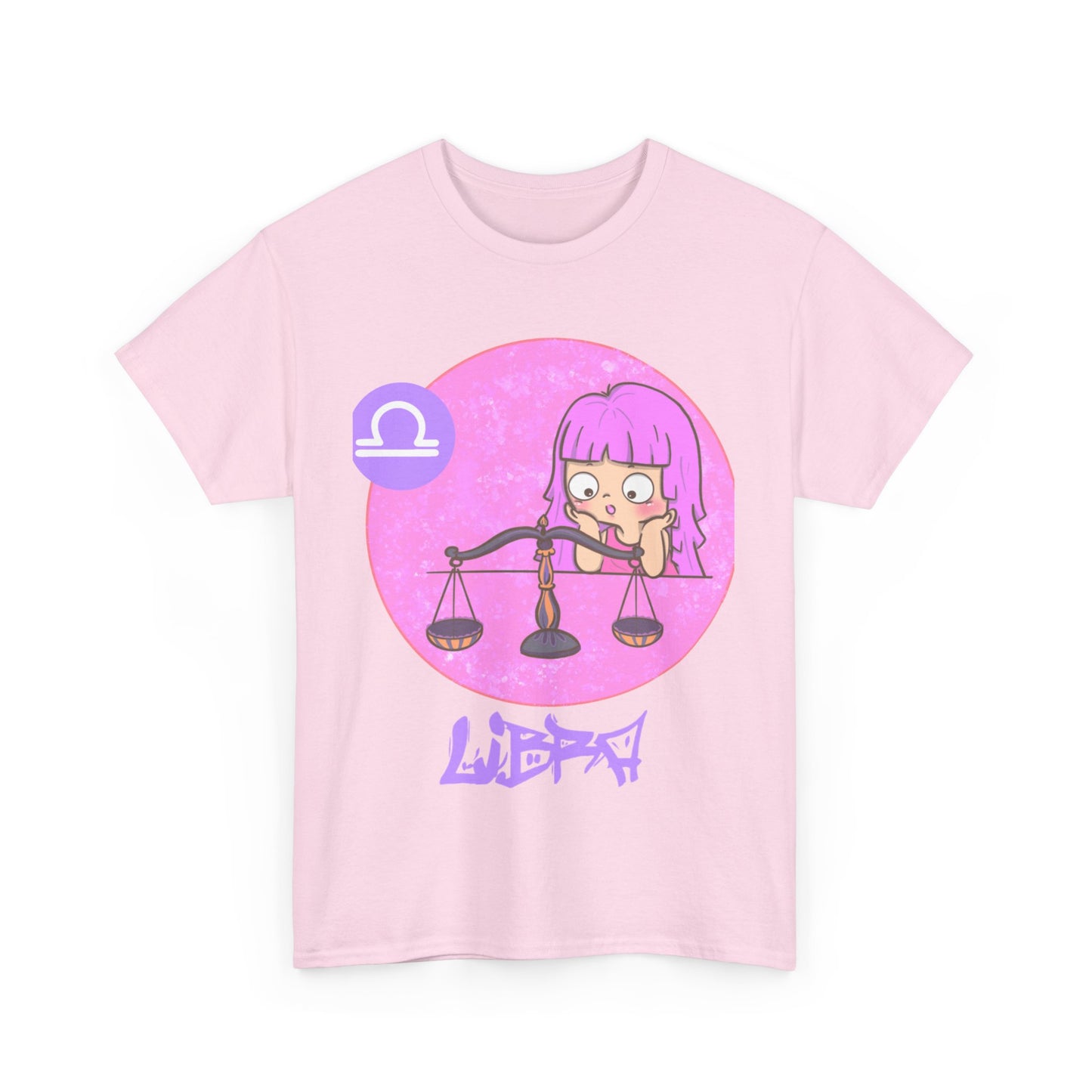 Libra Chibi Girl & Scales, Unisex Heavy Cotton Tee