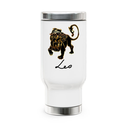 Leo Lion, Stainless Steel Travel Mug with Handle, 14 oz