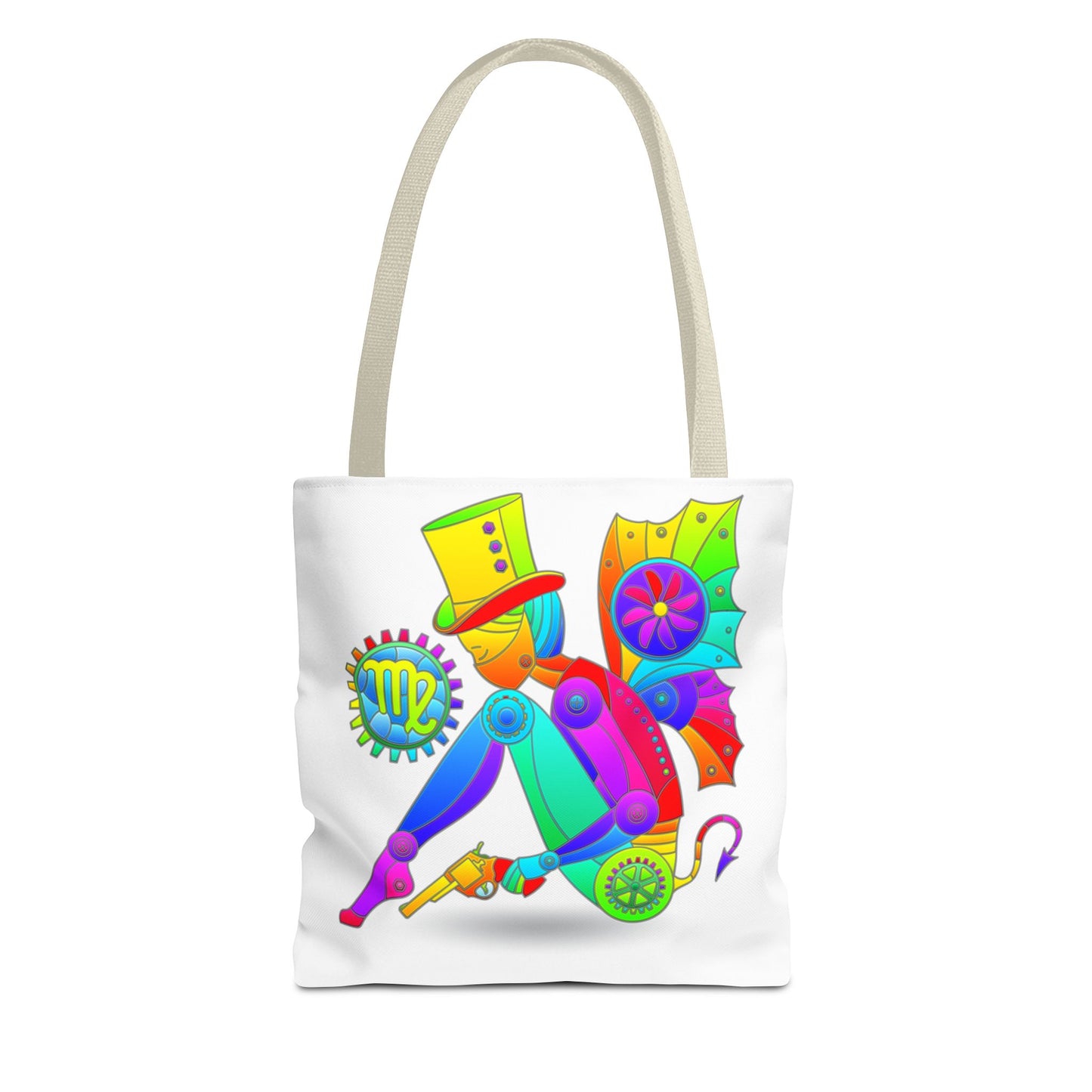 Virgo Rainbow Steampunk, White Tote Bag