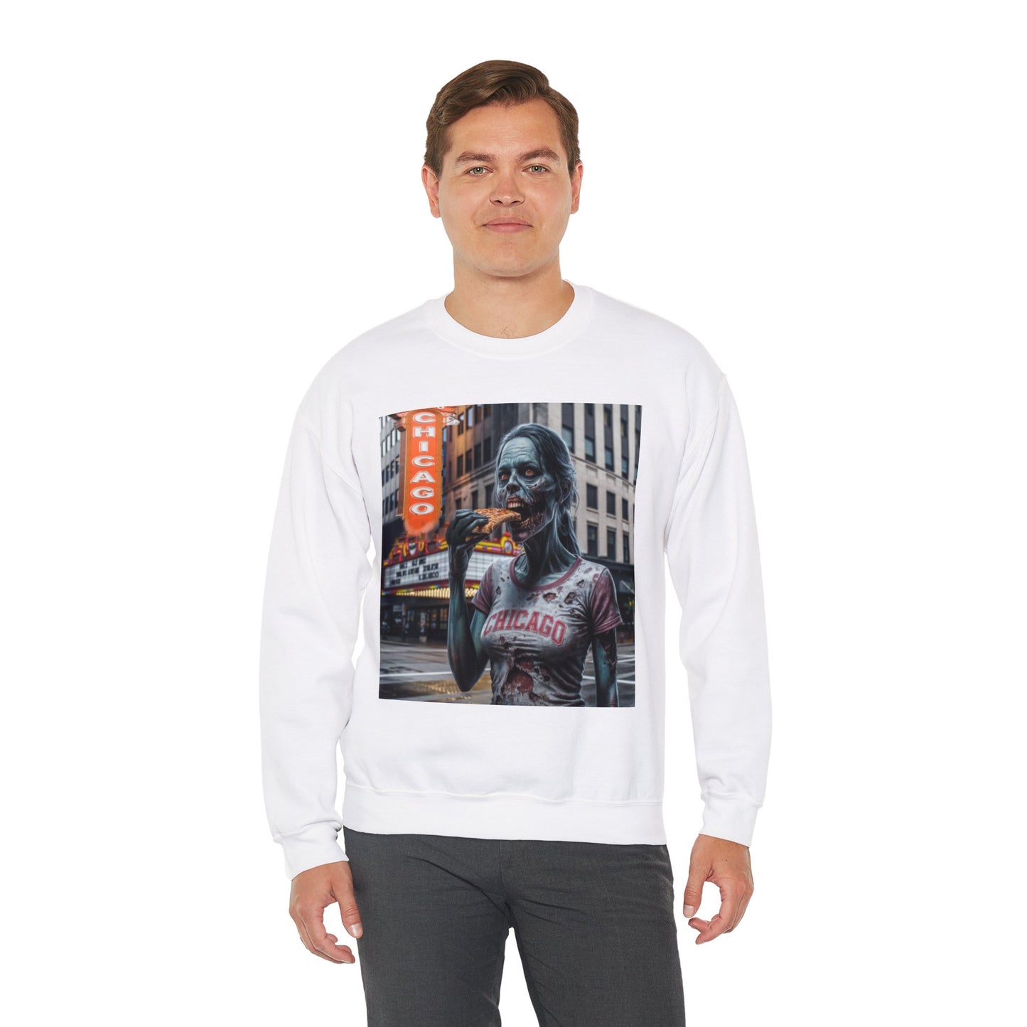 Chicago Halloween Zombie, Unisex Heavy Blend™ Crewneck Sweatshirt