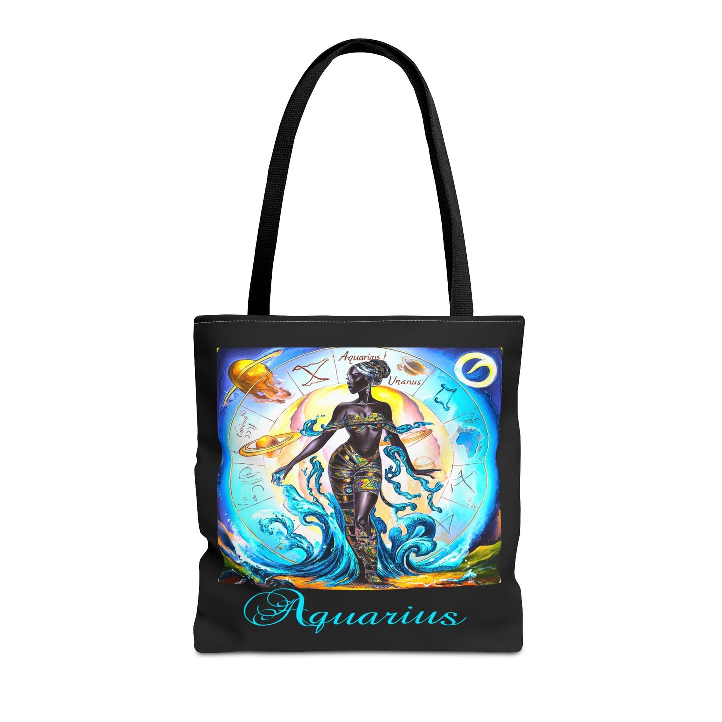 Aquarius Black Tote Bag, 3 Sizes