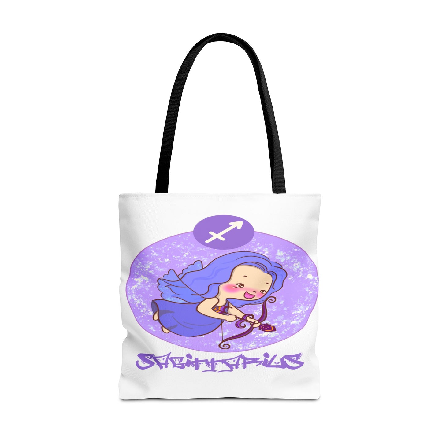 Sagittarius Chibi Archer White Tote Bag, 3 Sizes