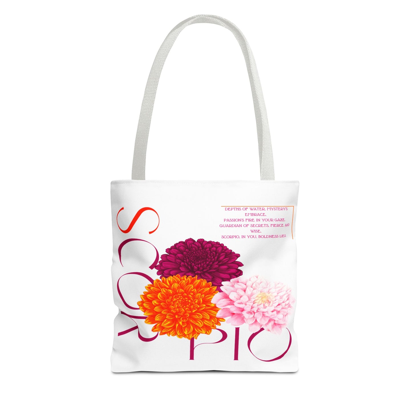 Scorpio Chrysanthemums White Tote Bag, 3 Sizes