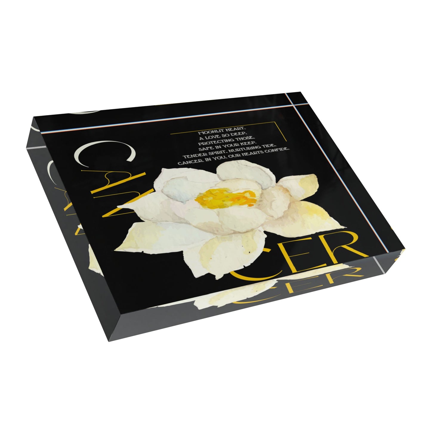 Cancer White Lotus, Photo Block (Black)