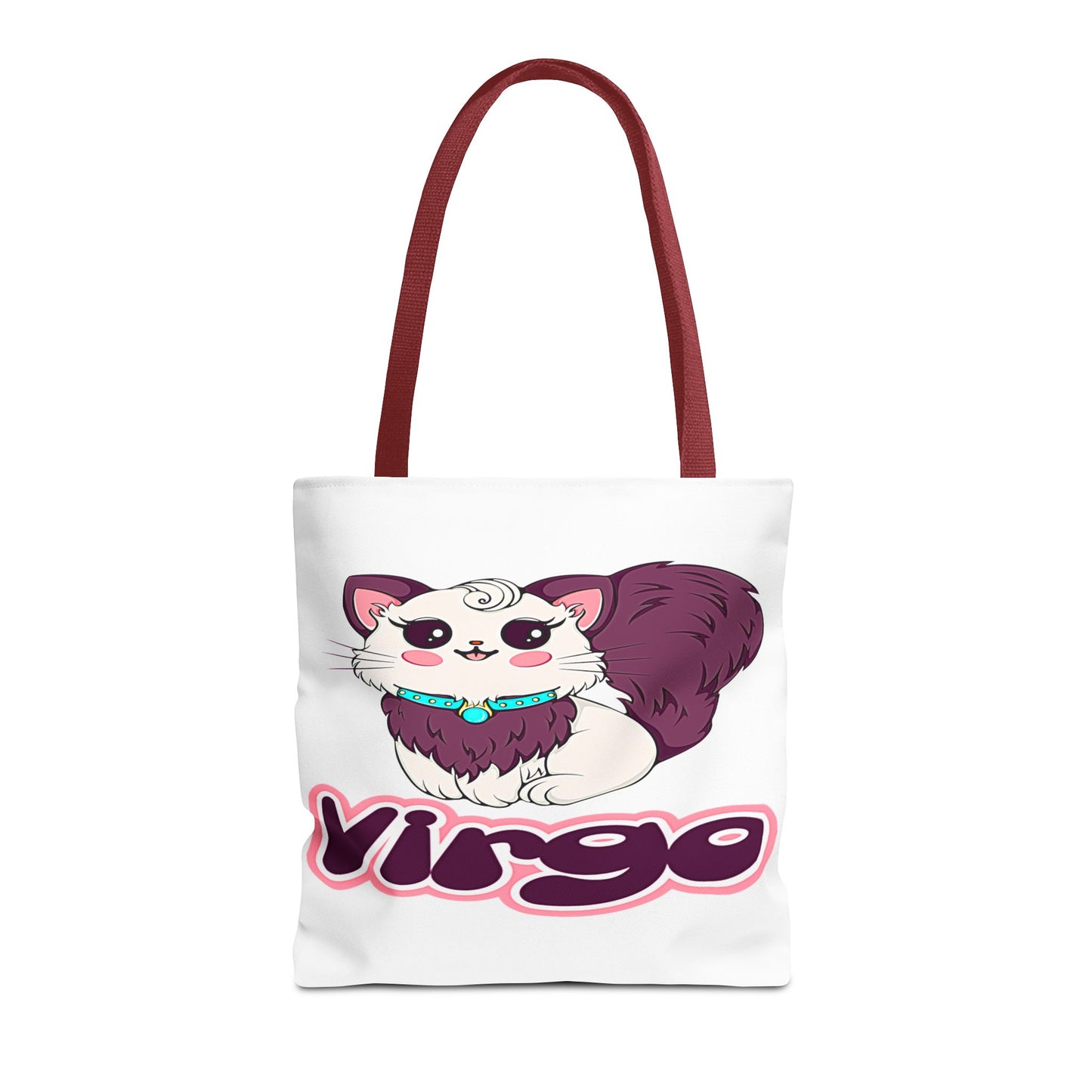 Virgo Anime Cat White Tote Bag, 3 Sizes