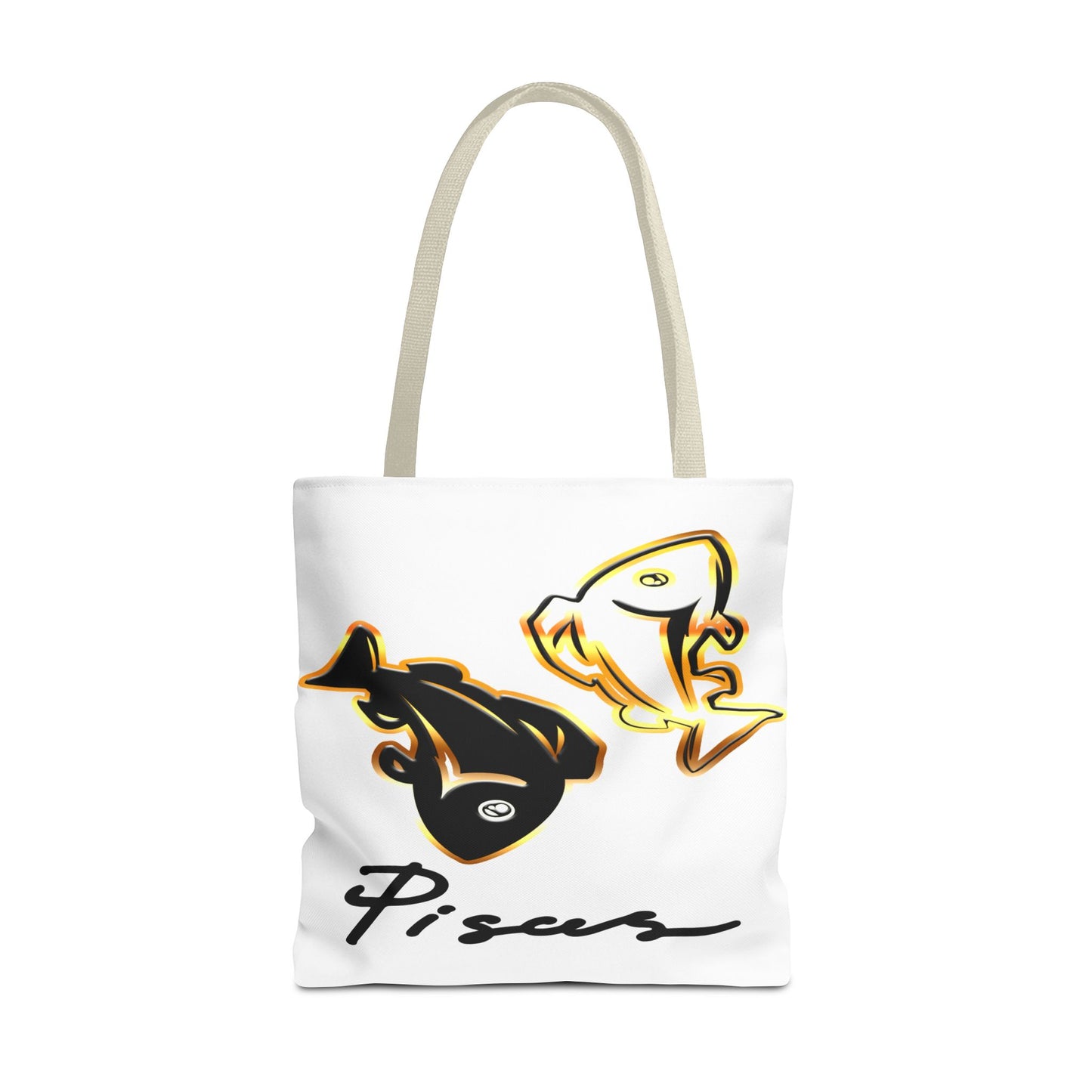 Pisces Fish White Tote Bag, 3 Sizes