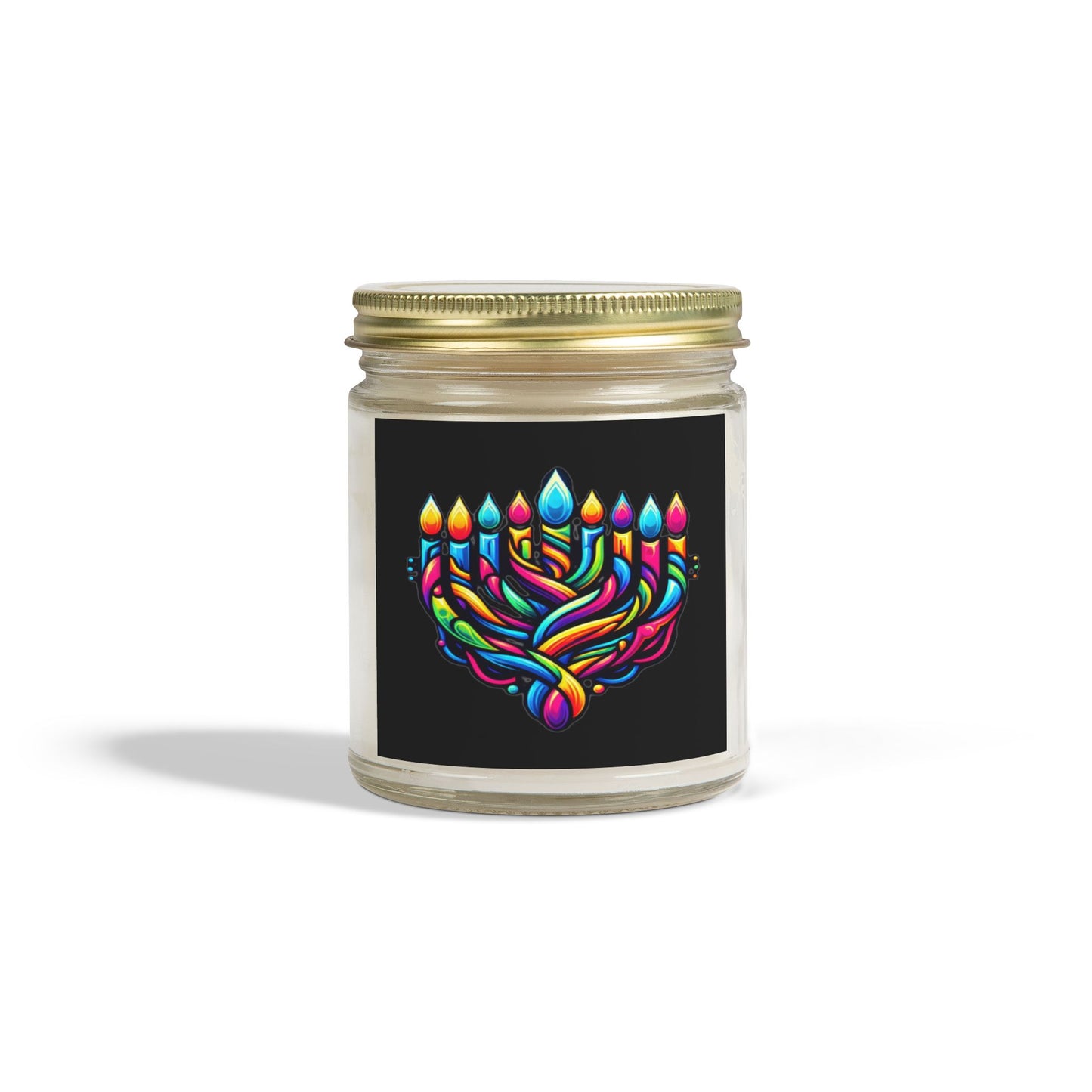 Chanukah Menorah Coconut Apricot Wax Candle, 2 Sizes - 9 Scents