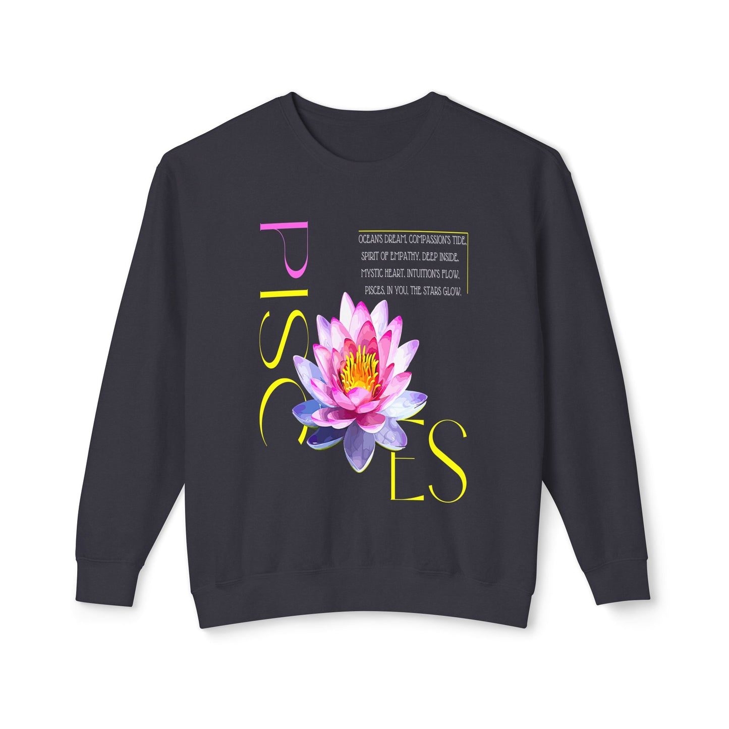 Pisces Pink Lotus, Unisex Lightweight Crewneck Sweatshirt