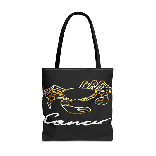 Cancer Crab Black Tote Bag, 3 Sizes