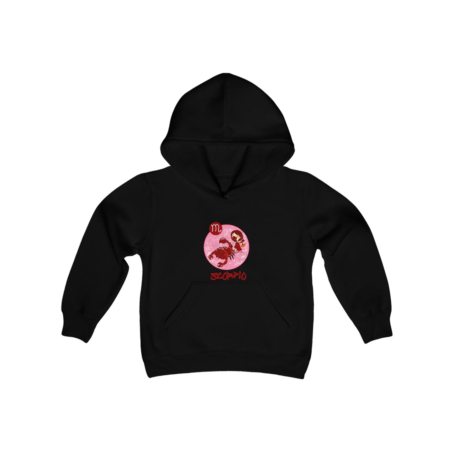 Scorpio Chibi Girl & Scorpion, Youth Heavy Blend Hooded Sweatshirt