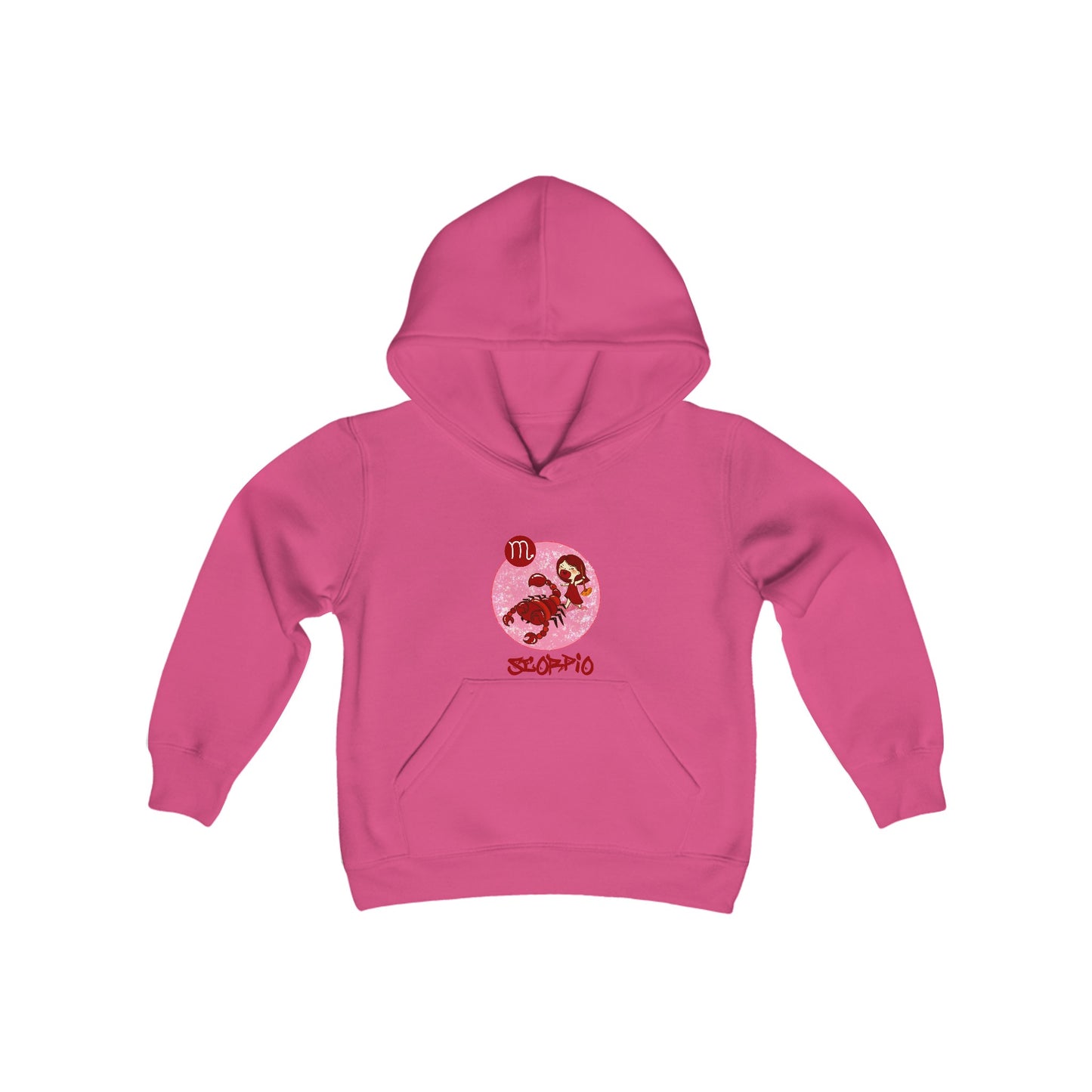 Scorpio Chibi Girl & Scorpion, Youth Heavy Blend Hooded Sweatshirt