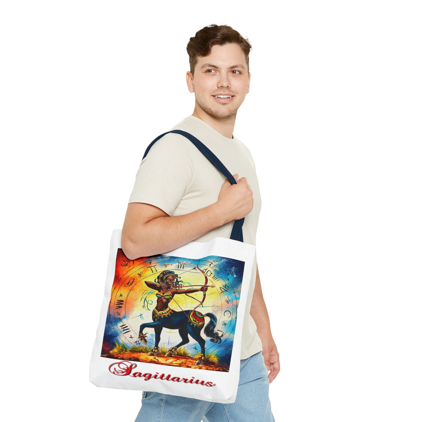 Sagittarius White Tote Bag, 3 Sizes