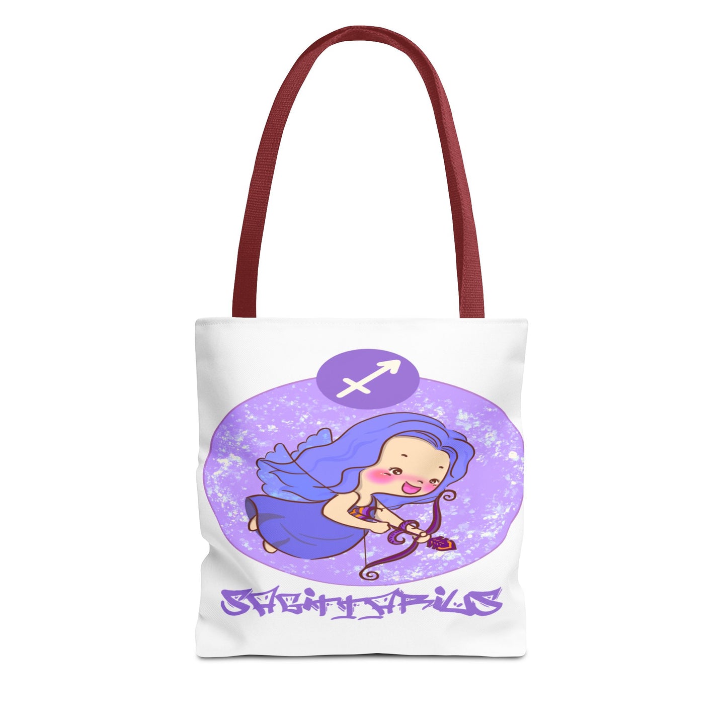 Sagittarius Chibi Archer White Tote Bag, 3 Sizes