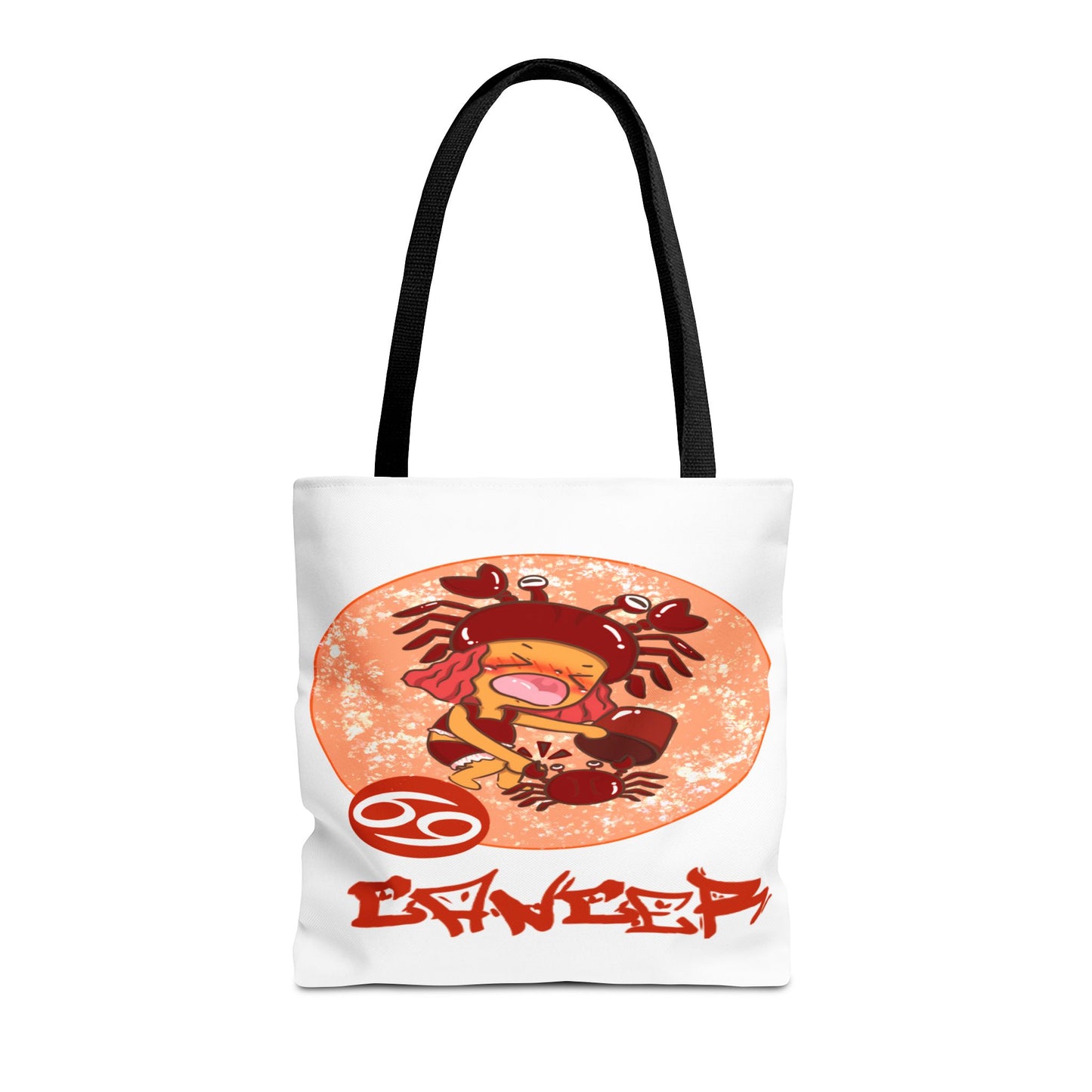 Cancer Chibi Girl & Crab White Tote Bag, 3 Sizes