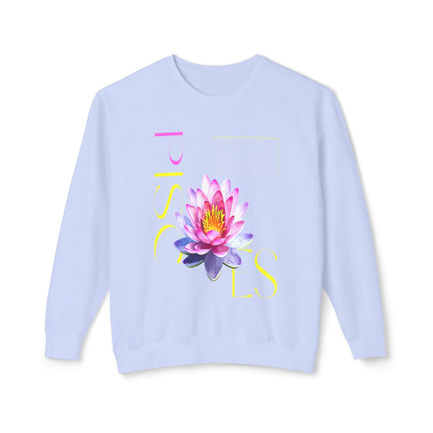 Pisces Pink Lotus, Unisex Lightweight Crewneck Sweatshirt