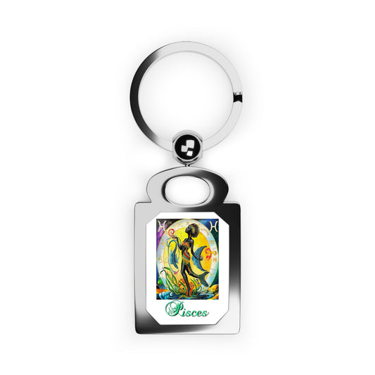 Pisces, Rectangle Photo Keyring