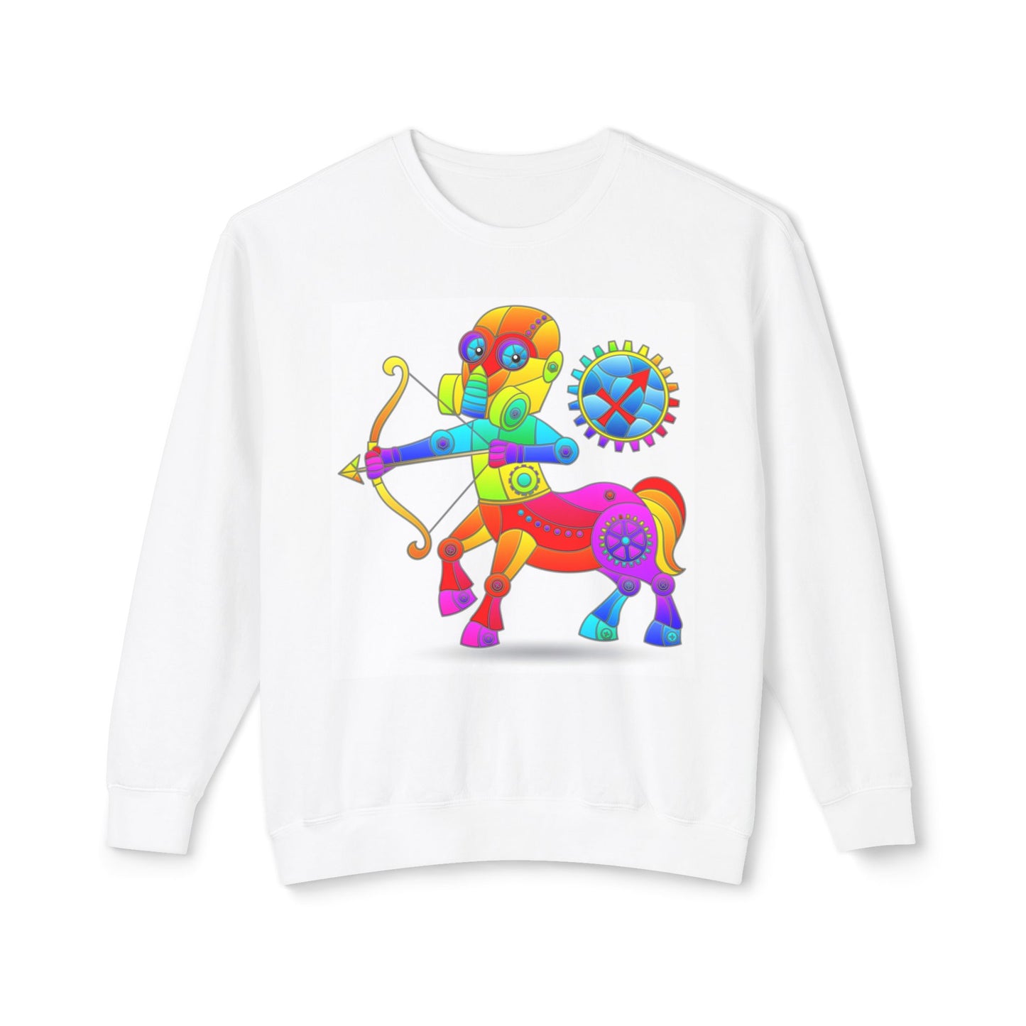 Sagittarius Rainbow Steampunk, Unisex Lightweight Crewneck Sweatshirt