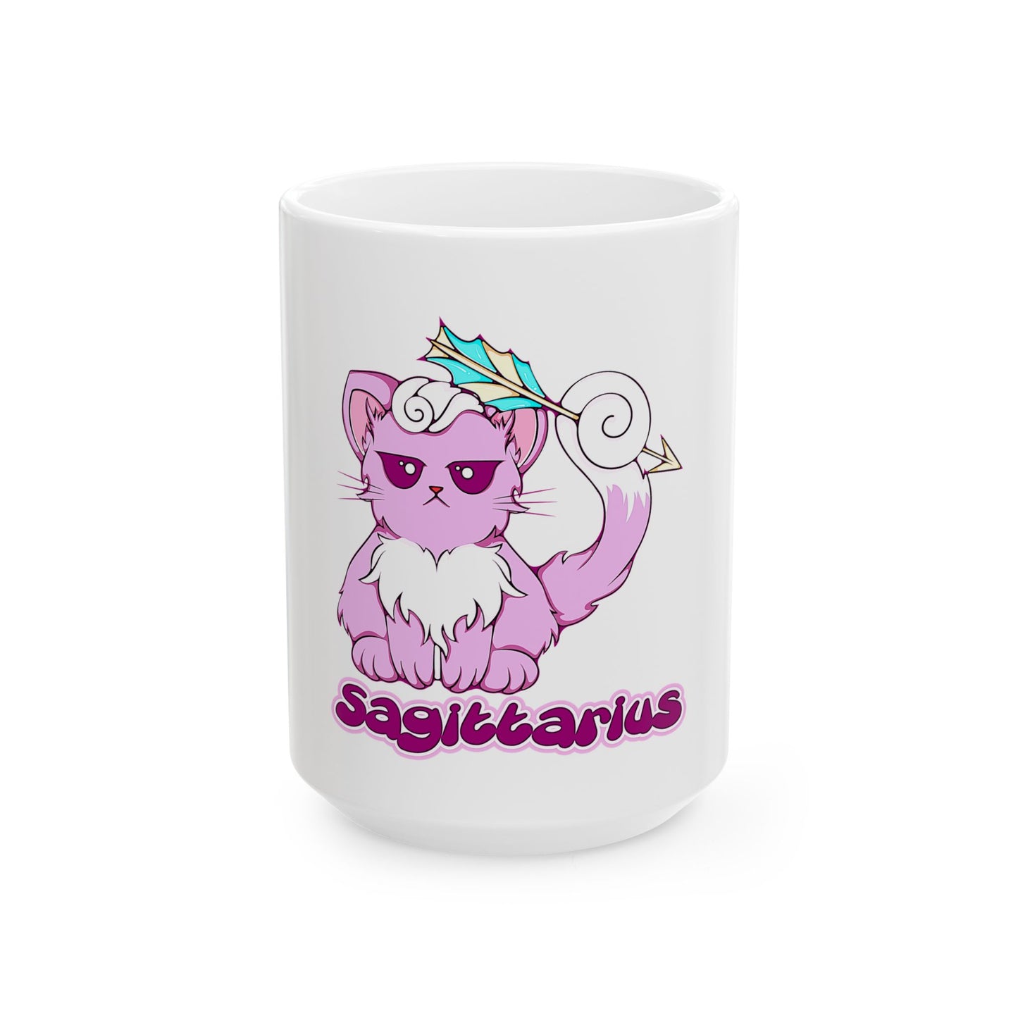 Sagittarius Anime Cat Ceramic Mug, (11oz, 15oz)