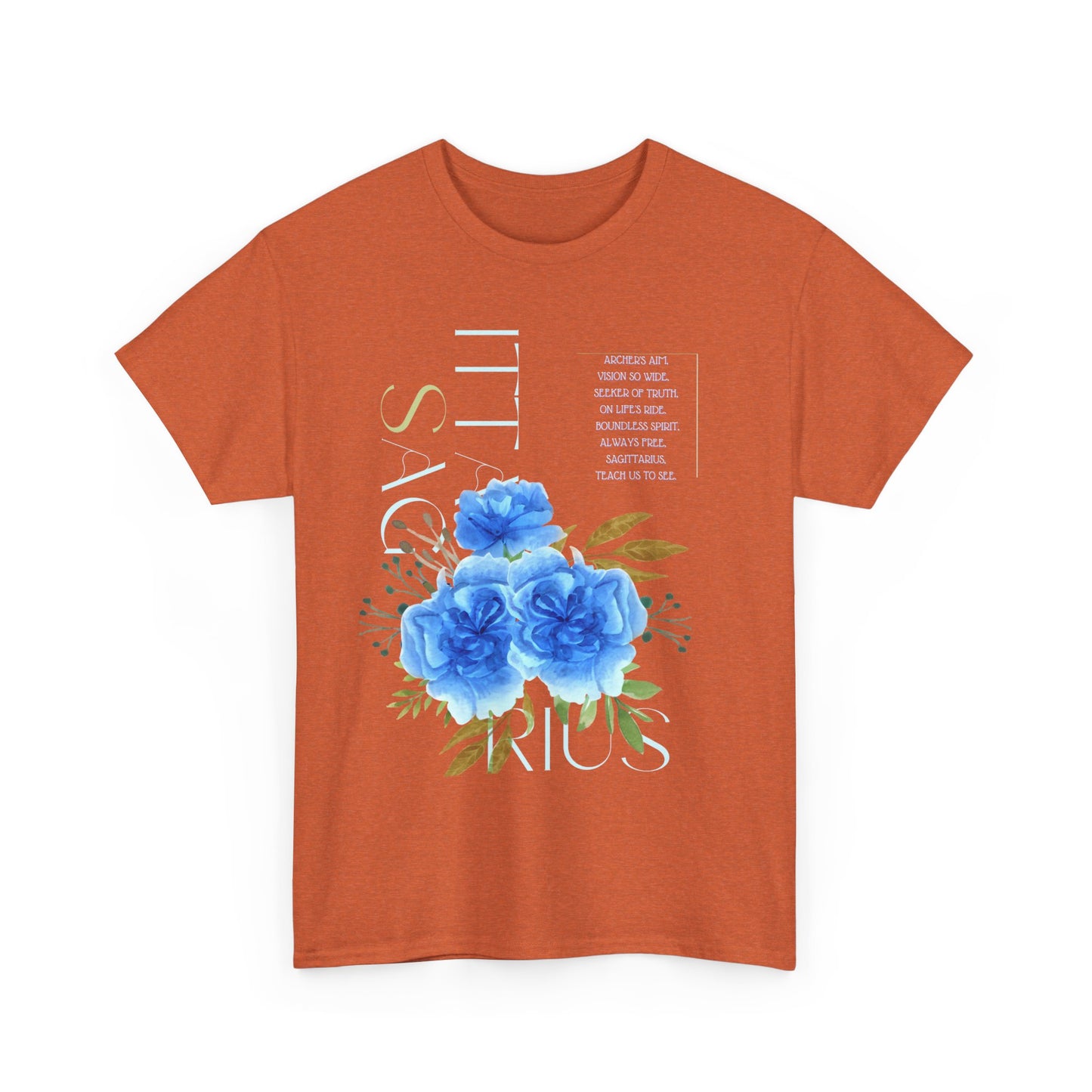 Sagittarius Blue Carnations, Unisex Heavy Cotton Tee