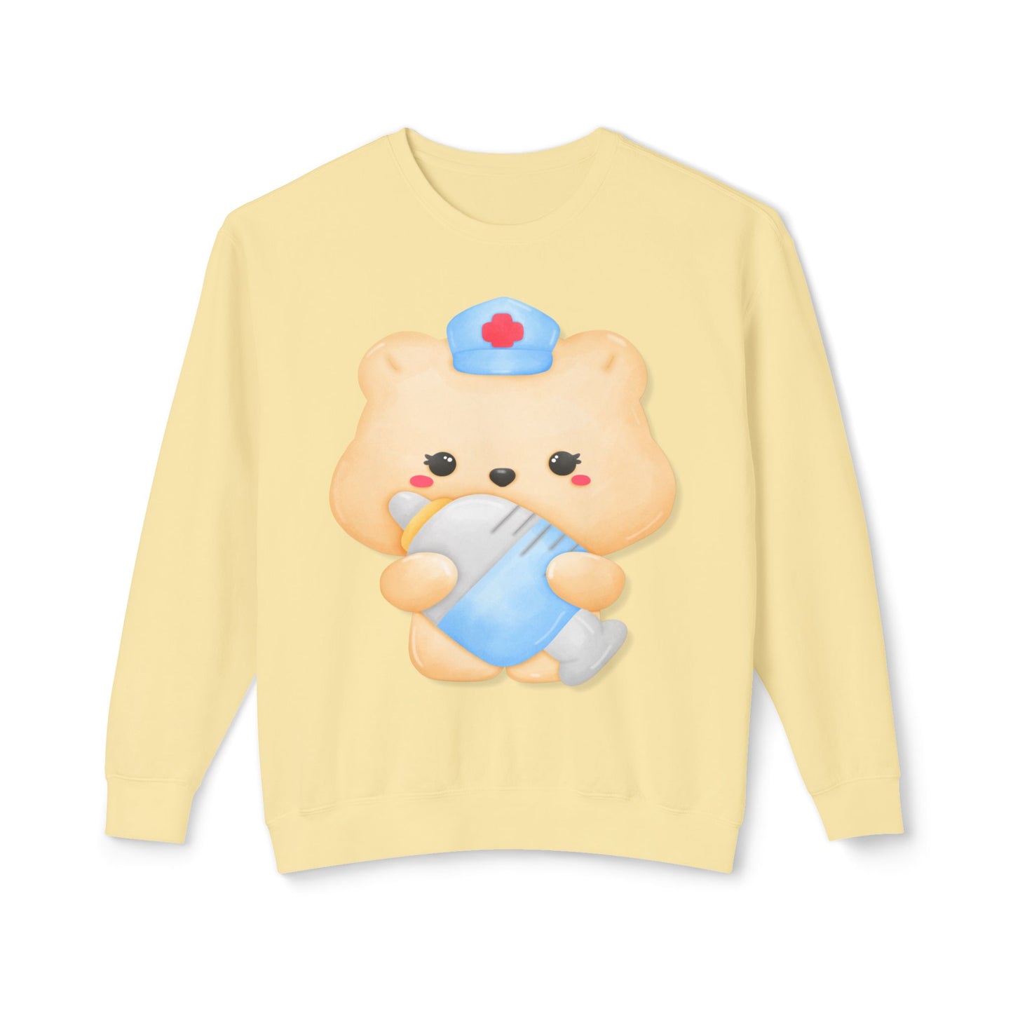 Nurse Bear, Unisex Lightweight Crewneck Sweatshirt