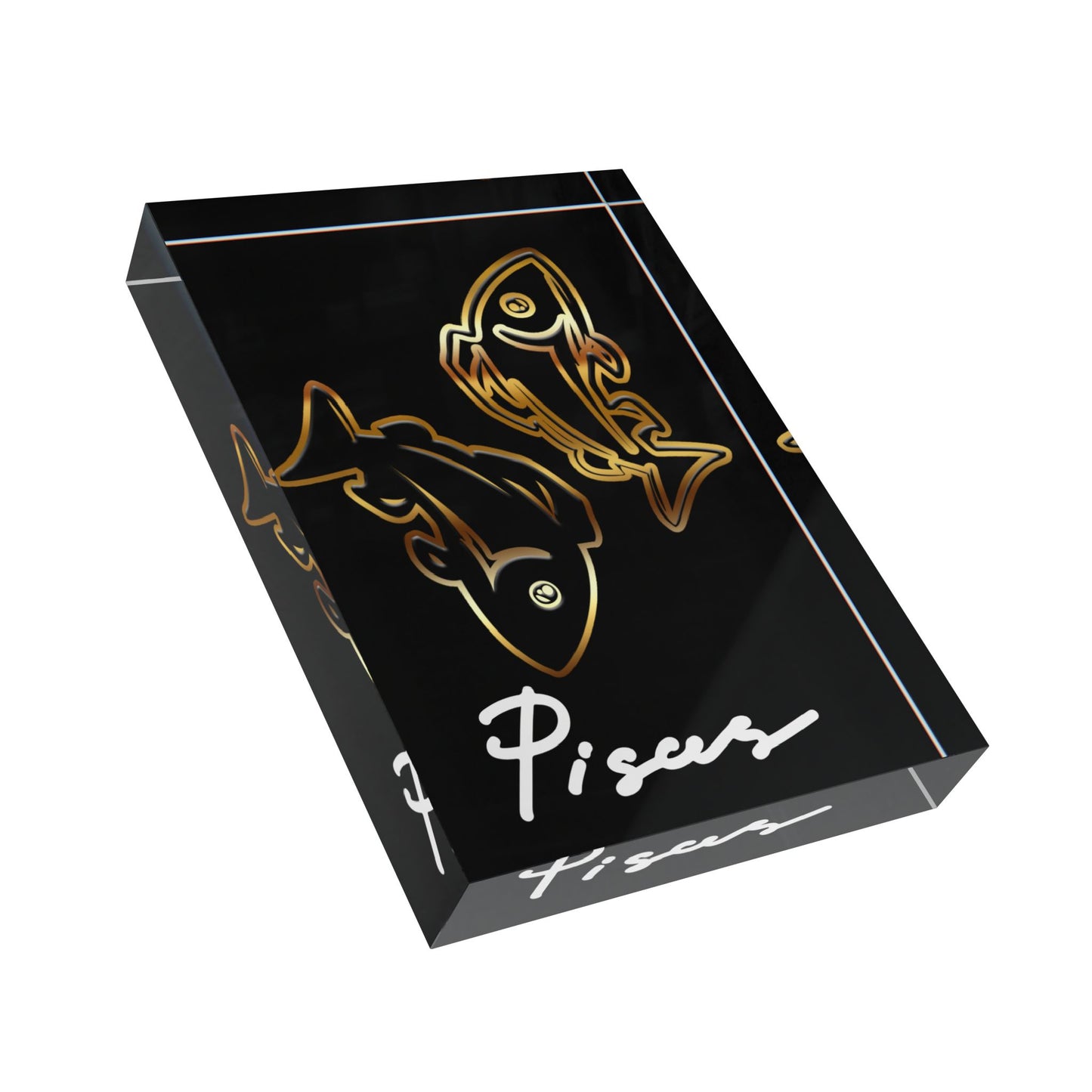 Pisces Fish Photo Block, Black