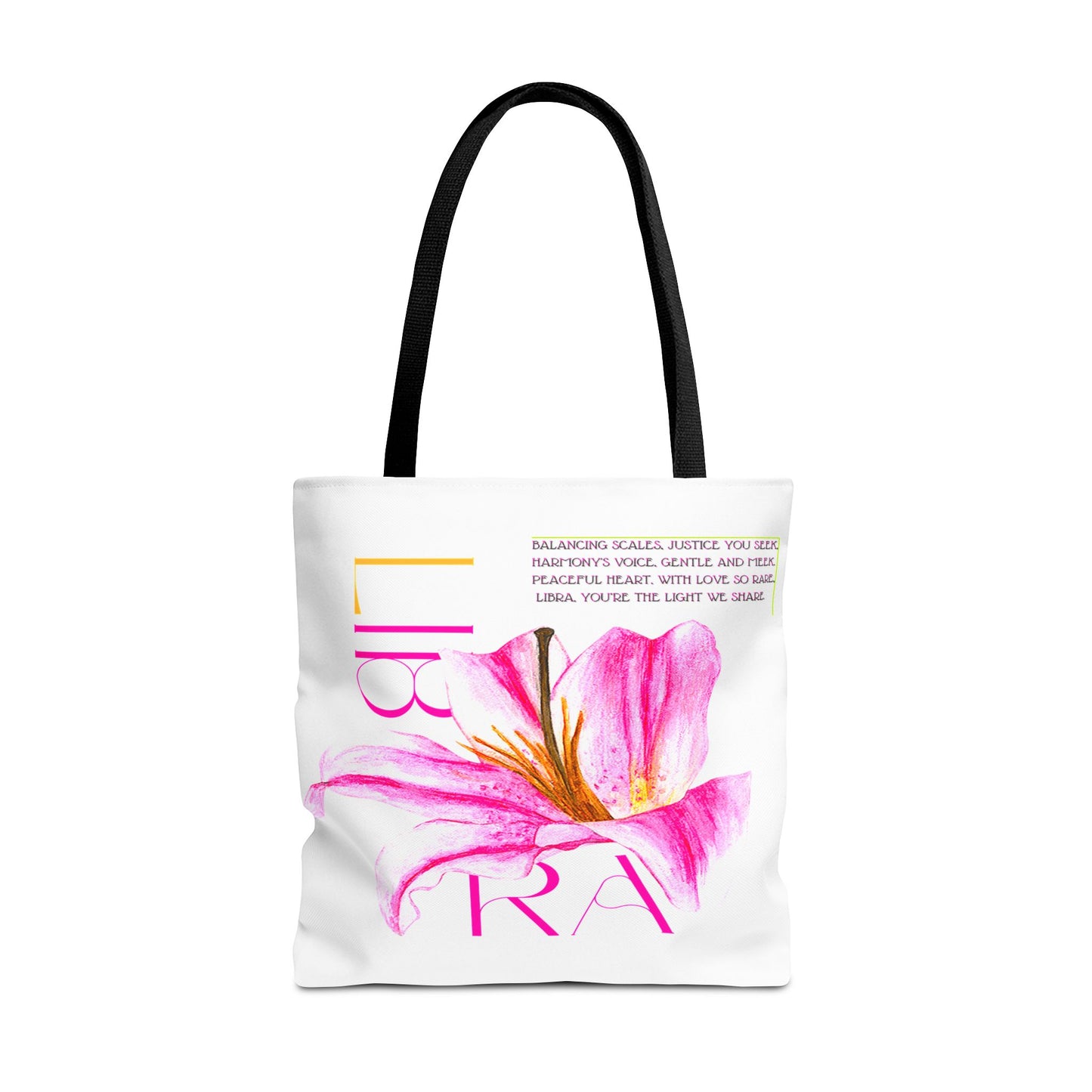 Libra Lily White Tote Bag, 3 Sizes