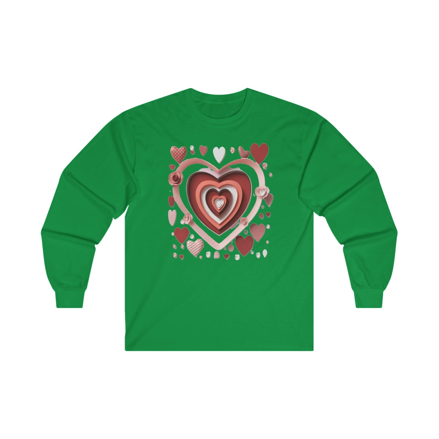 3D Love Hearts, Unisex Ultra Cotton Long Sleeve Tee