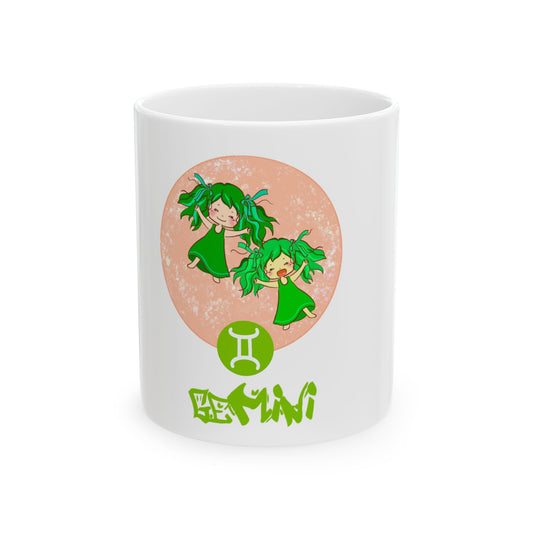 Gemini Chibi Twin Girls, Ceramic Mug, (11oz, 15oz)