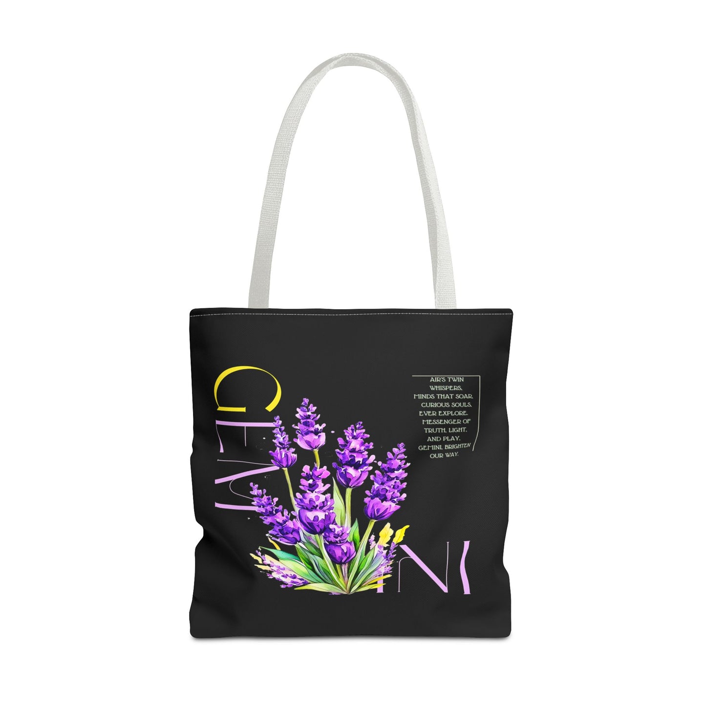 Gemini Lavender Black Tote Bag, 3 Sizes